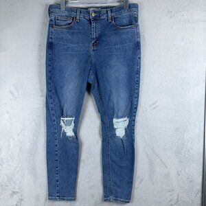 Topshop Moto Jamie Jeans Women's Size W32 Skinny Ankle Distressed Blue